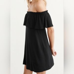 Abercrombie & Fitch Black Ruffle Trim Off the Shoulder Dress- Size XS